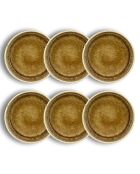 6 Assiettes coupes en Porcelaine Stack beige/marron - 16x16x4 cm