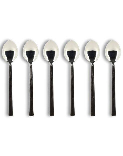 6 Cuillères de table Khos inox/noir - 5x5x25 cm