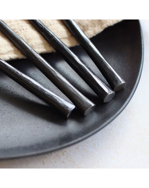 6 Cuillères de table Khos inox/noir - 5x5x25 cm