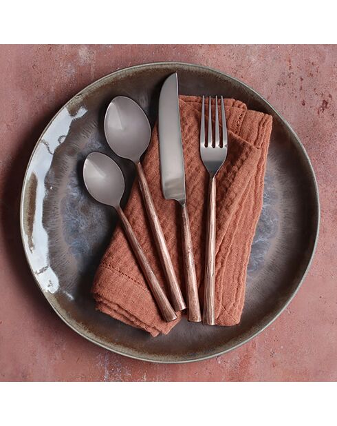 6 Cuillères de table Khos cuivre/inox - 5x5x25 cm