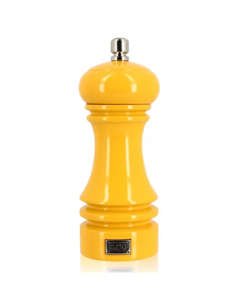 Moulin à poivre en bois brillant jaune - 5.5x5.5x15 cm