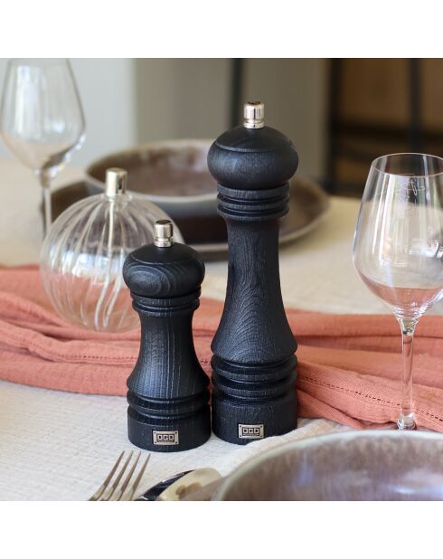 Moulin à poivre recyclé noir - 6x6x23 cm