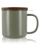 Tisanière avec couvercle en Grès & Acacia Juliet inox/naturel/vert - 300ml