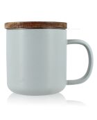 Tisanière avec couvercle en Grès & Acacia Juliet gris/inox/naturel - 300ml