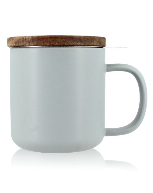 Tisanière avec couvercle en Grès & Acacia Juliet gris/inox/naturel - 300ml