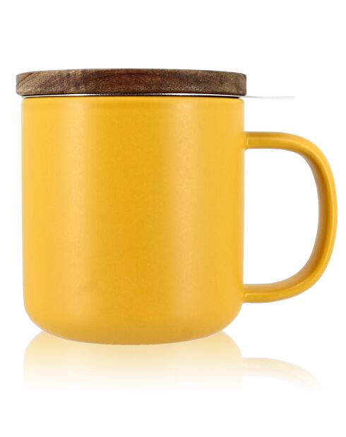 Tisanière avec couvercle en Grès & Acacia Juliet inox/jaune/naturel - 300ml
