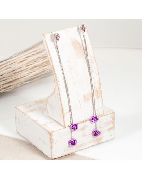 Given Flor oorbellen zilver/paars