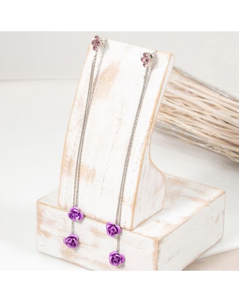 Given Flor oorbellen zilver/paars