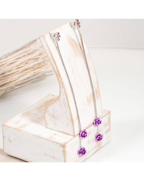 Given Flor oorbellen zilver/paars
