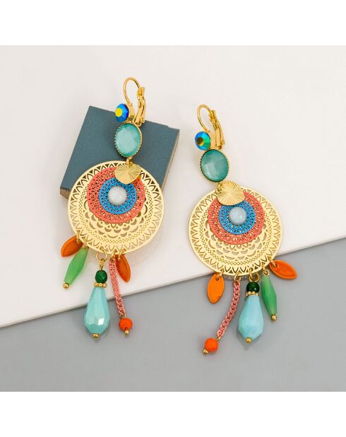 Vilareal goud/veelkleurige oorbellen