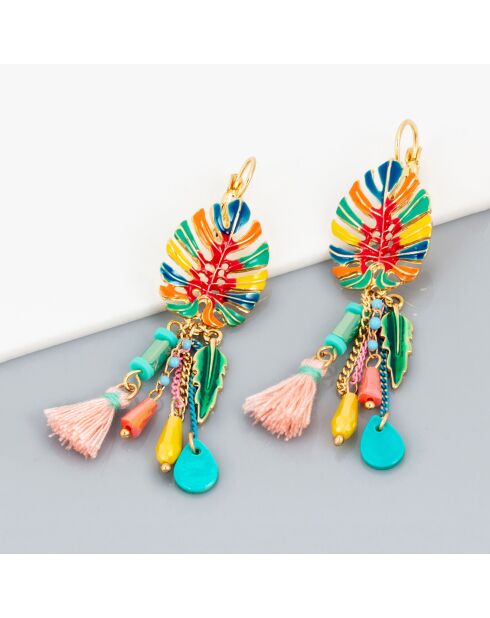 Boucles d'oreilles Leavora doré/multicolore