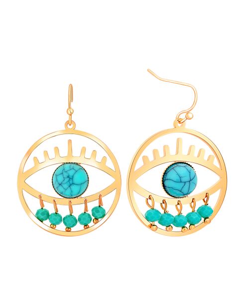 Eyona goud/turquoise oorbellen