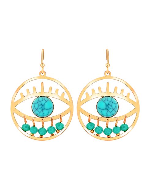 Eyona goud/turquoise oorbellen