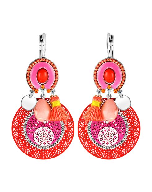 Boucles d'oreilles Farandol argenté/rose framboise