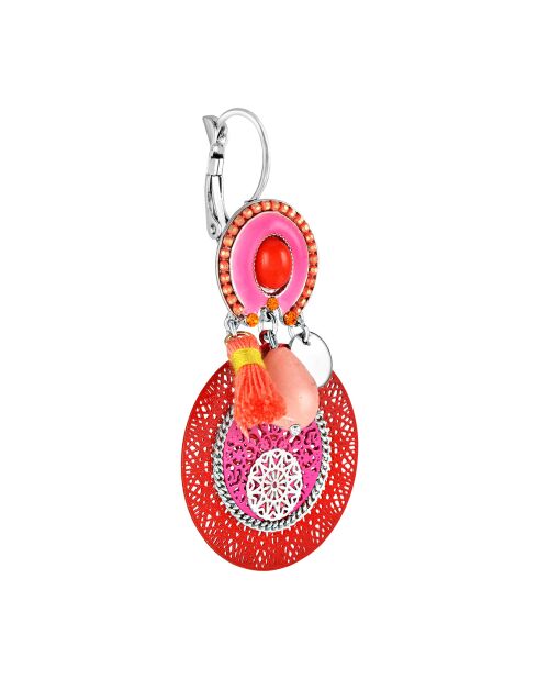 Boucles d'oreilles Farandol argenté/rose framboise