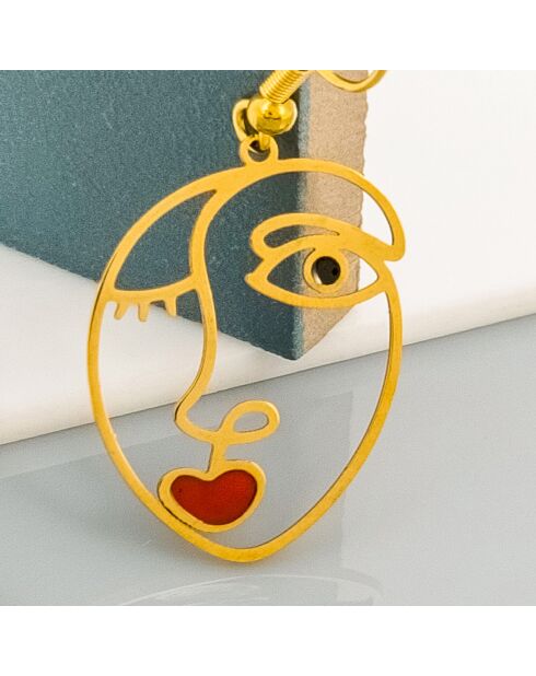 Boucles d'oreilles Parisian doré/rouge