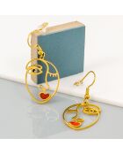 Parijse goud/rode oorbellen