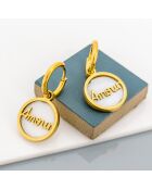 Amour goud/witte oorbellen