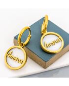 Amour goud/witte oorbellen