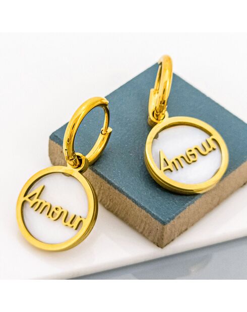 Amour gold/weiße Ohrringe