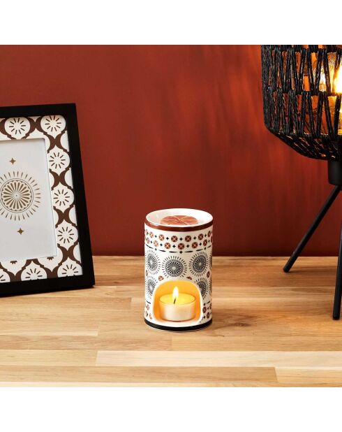 Brule parfum et cire parfumée en Porcelaine coloris aléatoire  - 7.2x11.6x7.2 cm