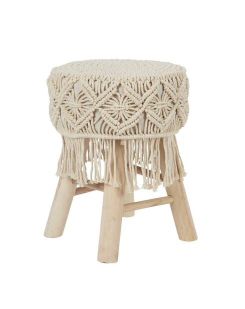 Tabouret Boho beige/marron - 32x42x32 cm