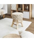 Tabouret Boho beige/marron - 32x42x32 cm