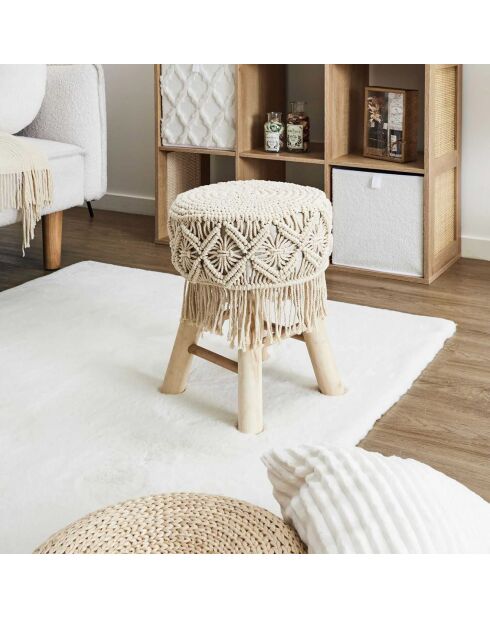 Tabouret Boho beige/marron - 32x42x32 cm