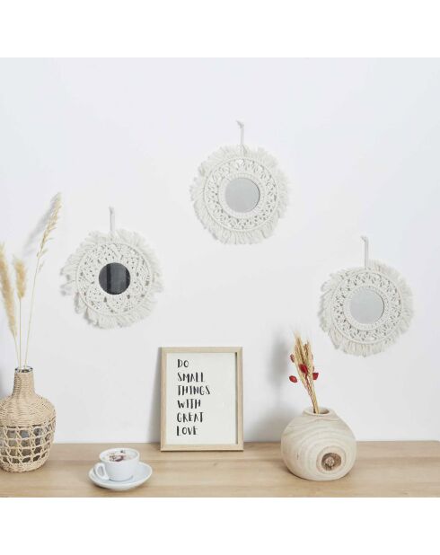 3 Miroirs Boho beiges - D.28 cm