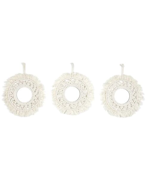 3 Miroirs Boho beiges - D.28 cm