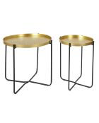Table d'appoint métal martelé Alia doré/noir - 35x45x35 cm