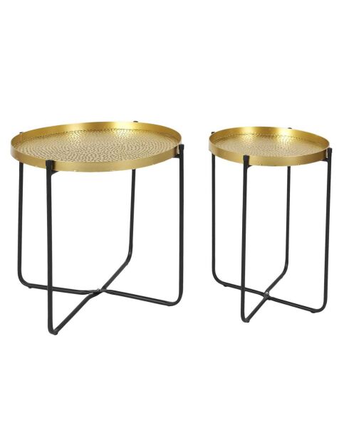 Table d'appoint métal martelé Alia doré/noir - 35x45x35 cm