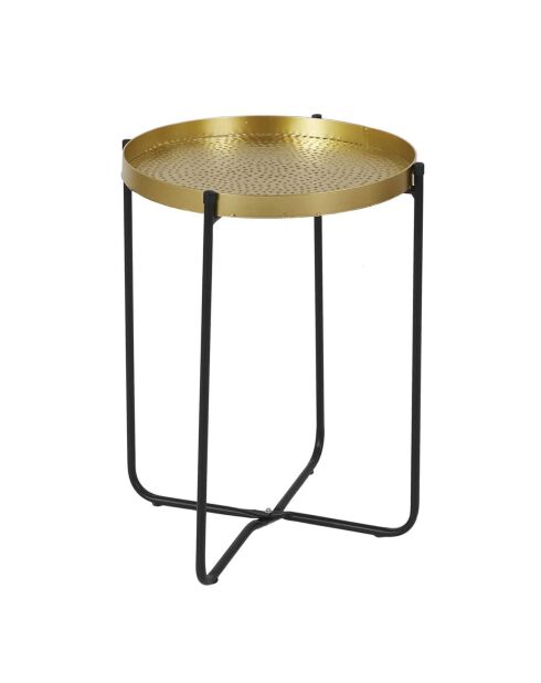Table d'appoint métal martelé Alia doré/noir - 35x45x35 cm