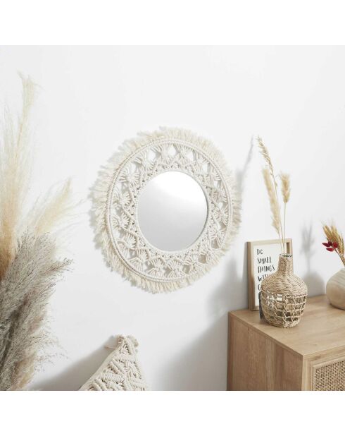 Miroir Boho beige - D.55 cm