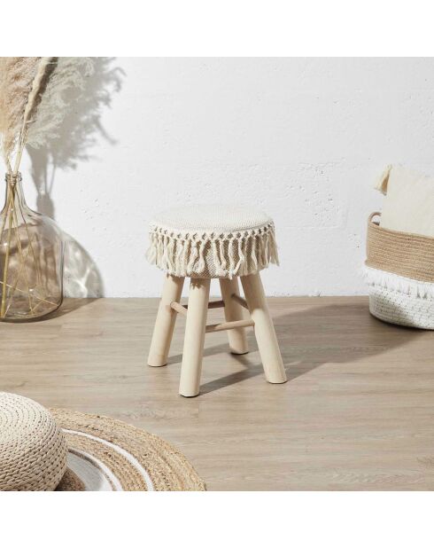 Tabouret Pampa beige/marron - 28x40x28 cm