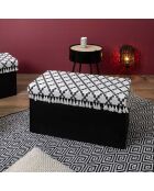 Coffre banc pliable avec pampille Mirage blanc/noir - 76x38x38 cm