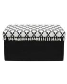 Coffre banc pliable avec pampille Mirage blanc/noir - 76x38x38 cm