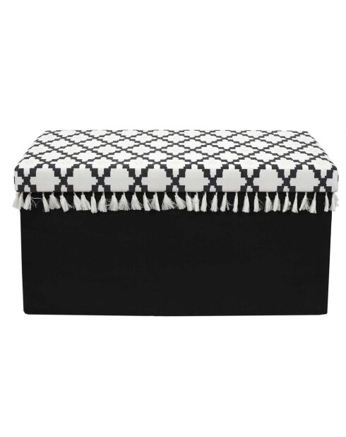 Coffre banc pliable avec pampille Mirage blanc/noir - 76x38x38 cm
