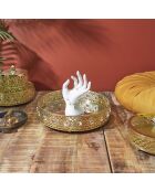 Plateau déco en métal doré  - 25x6x25 cm