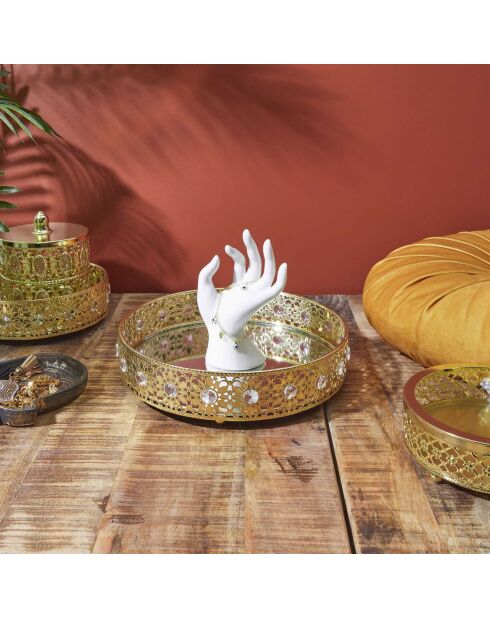 Plateau déco en métal doré  - 25x6x25 cm