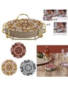 6 Dessous de verres avec support coloris aléatoire  - 37.5x4x11.5 cm