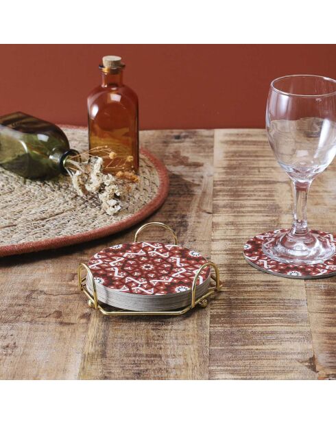 6 Dessous de verres avec support coloris aléatoire - 37.5x4x11.5 cm