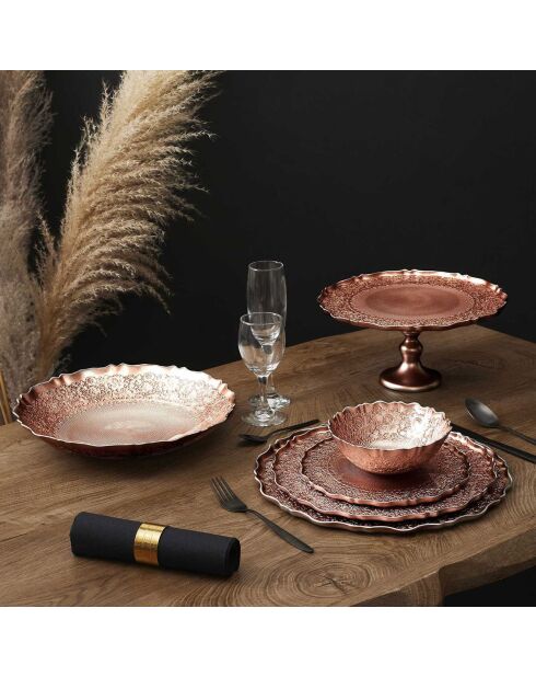 6 Assiettes dessert Mirage cuivrées - 21x1x21 cm