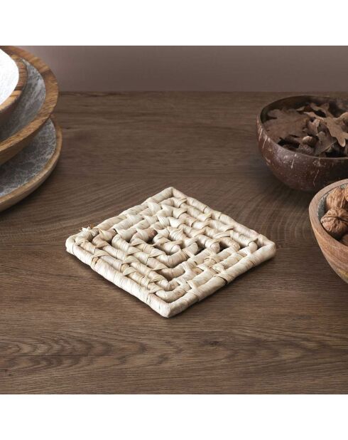Dessous de plat tressé beige - 15x15 cm