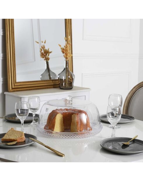 Plateax gateaux avec cloche transparent - 33x14.5x33 cm