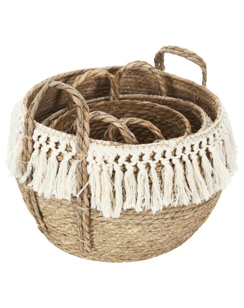 3 Paniers tressés gigognes marron/beige