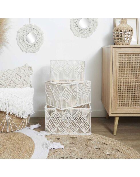 3 Paniers Boho gigognes beiges