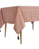Tovaglia rettangolare con pompon in colori casuali - 140x240 cm