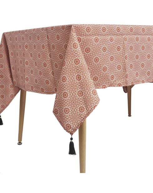 Nappe rectangulaire pompons coloris aléatoire  - 140x240 cm
