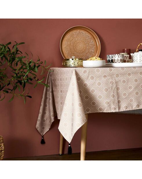 Nappe rectangulaire pompons coloris aléatoire  - 140x240 cm
